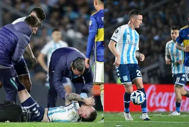 El volante argentino tuvo que retirarse en camilla por una lesión y se fue con lagrimas.