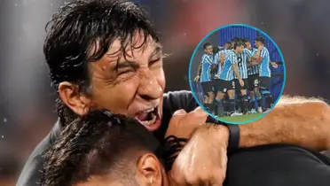 El entrenador vive los goles de Racing como un hincha más en el campo de juego