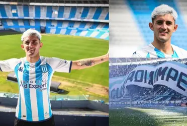 El lateral y refuerzo de Racing se lo ve emocionado de estar vistiendo los colores del club.