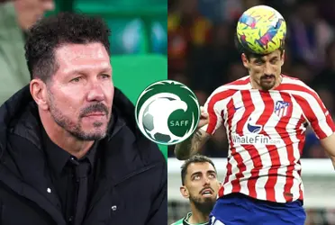 Simeone no quiere despegarse de su jugador.